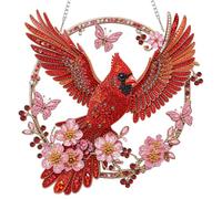 Dulov Plum Cardinal Bird 2D Diamond Art Pendant DIY Kit 9.45x9.45 Inch