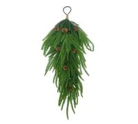 DULRLLY Artificial Christmas Teardrop Swag, 25.9In Christmas Pine Needles Swag with Pine cones, Artificial Pine Needle Wall Hanging, Christmas Swag for Front Door Decor
