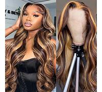 DULTEV Honey Blonde Lace Front Wig - Human Hair Glueless Wig, Pre Plucked, 13x4 HD Body Wave, 4/27 Colored Highlight Ombre, For Women (Body Wave, 32inch)