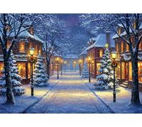 DULUDA 7x5 FT Christmas Backdrop Snow Covered Christmas Tree On The Street Snow Photography Background Xmas Tree Fairytale Forest Family Photo Shoot Props Banner