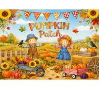DULUDA 7x5 FT Fall Pumpkin Patch Backdrop Pumpkin Patch Decorations Party Decorations Large Autumn Harvest Farm Thanksgiving Backdrops for Photography Yard Party Decor Outdoor