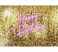 DULUDA 7x5 FT Gold Birthday Backdrop Gold Shining Shimmer Wall Pink Happy Banner Photography Background Girls Women Birthday Party Banner Decorations Photo Studio Props (Not Real Glitter)