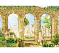 DULUDA 7x5 FT Greece Palace Romantic Garden Backdrop Greek Party Decorations Stone Ancient Statues Pillar Ruins Photography Background Greek Themed Party Decorations Photo Props
