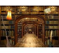 DULUDA 7x5 FT Magic Bookshelf Backdrop Wizard School Halloween Witch Photo Backdrop Wizard Theme Party Decorations Supplies Halloween Party Children Adults Portrait Photoshoot Studio Props