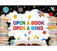 DULUDA 7x5 FT Reading Day Backdrop World Book Day Kids Students Classroom Elementary Library Read Across America Decorations Open a Book Open a Mind Background Banner Photo Booth Props