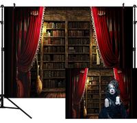 DULUDA 9X6FT Halloween Themed Photography Backdrop Curtain Floor Bookshelf Magical Broom Background Photo Studio Booth Photographer Props HW43B