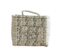 Duludu Boho Quilted Floral Fabric Storage Basket with Handles - Versatile Organizer Bin for Home Decor, Snacks, Laundry, Picnic, Shopping & Outdoor Use (H)