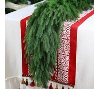 duludulu Artificial Norfolk Pine Garlands Christmas Decor, 9ft Real Touch Winter Pine Garland, Green Artificial Greenery Garland for Fireplace, Stairs, Mantle, Indoor, Outdoor Christmas Decorations