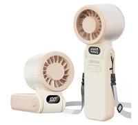 duludulu Handheld Fan, Portable Hand Held Fan USB Rechargeable Mini Fan 5 Speeds Electric Foldable Battery Desk Fans with Led Display for Indoor Outdoor Home Office Bedroom Holiday Travel (White)