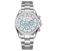 Dulunwe Men's Wrist Watch, Mechanical Automatic Winding 40MM Fashion Crystal Bezel Multi-Functional Sub-Dials Design With Day, Month, And 24-Hour Display Stainless Steel Bracelet 30M Water Resistant