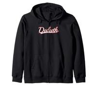 Duluth Minnesota Lake Superior Vintage Varsity Distressed Zip Hoodie