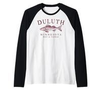 Duluth Minnesota Walleye Fishing Town Vintage Maroon Letters Raglan Baseball Tee