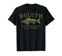 Duluth Minnesota Walleye Lake Fishing Retro Olive Art T-Shirt