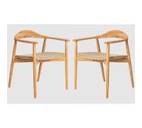 duluth natural wooden garden dining chairs with rope seat in pair