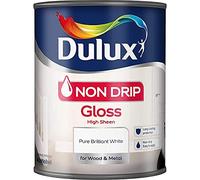Dulux Non Drip Gloss High Sheen Paint For Wood And Metal - Pure Brilliant White 1.2 5 Litres
