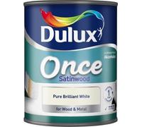 Dulux Once Coat Satin Wood 750ml Brilliant White