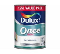 Dulux Once Gloss Paint For Wood And Metal - Pure Brilliant White 1.2 5 Litres