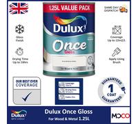 Dulux Once Gloss Paint For Wood And Metal - Pure Brilliant White 1.2 5 Litres