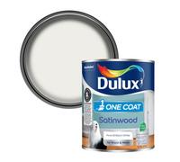Dulux One Coat Pure Brilliant White Satinwood Metal & Wood Paint, 750Ml