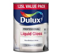 Dulux Professional Liquid Gloss Paint, Pure Brilliant White, High Gloss Finish for Wood & Metal, Durable Interior & Exterior Trim Paint, Smooth Flowing Application Value Pack, 1.25L