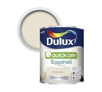 Dulux Quick Dry Eggshell, Smooth Sheen Finish, Fast Drying, Low Odor, Durable Protective Coating, Water Based Formula, Easy to Apply, Ideal for Walls, Wood and Metal, Natural Calico, 750ml