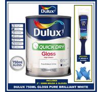 Dulux Quick Dry Gloss, Pure Brilliant White 750ml