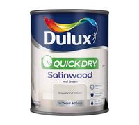 Dulux Quick Dry Satinwood Paint Egyptian Cotton, Mid Sheen Finish, Fast Drying, Interior & Exterior, Suitable for Wood and Metal Surfaces, 750ml