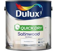 Dulux Quick Dry Satinwood Pure Brilliant White Paint 2.5L Wood & Metal Mid Sheen