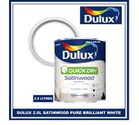 Dulux Quick Dry Satinwood Pure Brilliant White Paint 2.5L Wood & Metal Mid Sheen