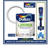 Dulux Quick Dry Satinwood Paint 2.5L - Pure Brilliant White