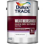 Dulux Exterior Paint Weathershield Quick Dry Satin Pure Brilliant White 5L