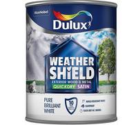 Dulux Weather Shield Quick Dry Satin Paint 750 ml Pure Brilliant White Packaging
