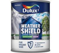 Dulux Weather Shield Quick Dry Satin Paint, 750 ml - Pure Brilliant White - Packaging May Vary