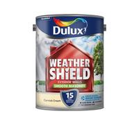 Dulux Weathershield All Weather Protection Smooth Masonry Paint Cornish Cream, 5L