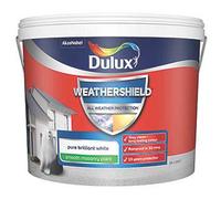 Dulux Weathershield Pure Brilliant White Smooth Matt Masonry Paint, 10L