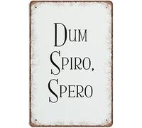 Dum Spiro Spero Quote Posters Latin Quote Inspirational Prints Novelty Retro Metal Tin Sign Poster Plaque Bar Pub Club Cafe Home Decor Plate Wall Art Farmhouse Sign Living Room Decor 8x12 Inch