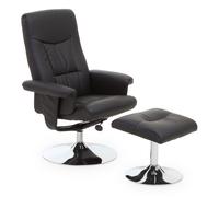 dumai leather recliner chair with footstool in black
