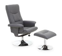 dumai leather recliner chair with footstool in grey