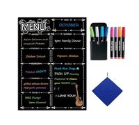 DumanAsen Magnetic Fridge Calendar, Meal Planner, Dry Eraser Weekly Menu Board - 16" x 12" inches - Includes 8 Colourful Pens (Black)