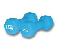 Dumb-Bell Pair - 2x 2kg Blue Dumbbells - Neoprene Coated Slip Free Gym Workout