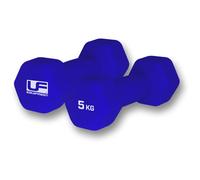 Dumb-Bell Pair - 2x 5kg Blue Dumbbells - Neoprene Coated Slip Free Gym Workout