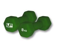 Dumb-Bell Pair - 2x 8kg Green Dumbbells - Neoprene Coated Slip Free Gym Workout