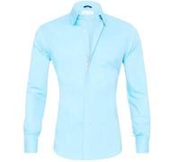 DUMB Men's Hidden Zipper Shirt - Oxford Stretch Cotton With Fake Buttons (Color: 2, Size: XL)