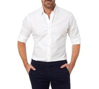 DUMB Men's Oxford Stretch Cotton Zipper Shirt - Hidden Zipper, Fake Buttons (Color : 1, Size : S)