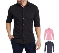 DUMB Men's Oxford Stretch Cotton Zipper Shirt - Hidden Zipper, Fake Buttons (Color : 10, Size : 3XL)