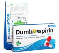 Dumb*sspirin - Funny Joke Pill Box Gift for Him or Her - Prank Gag Gift with Prescription Bag - Birthday Gift for Men, Women, Friends, Coworkers, Boss - Secret Santa, Stocking Filler, White Elephant