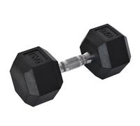 Dumbbell 15KG Black Rubber Hex Steel Core 33.6cm Handle Knurled Portable XL Grip