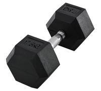 Dumbbell 17.5KG Black Rubber Hex Steel Core 34.6cm Compact Gym Single Home Use