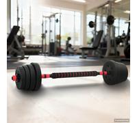 Dumbbell Barbell Set 30kg Black Red Cement Iron Sand 121cm 2-in-1 HomeGym Indoor