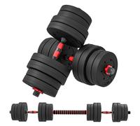 Dumbbell Barbell Set Adjustable 30kg Black HDPE Sand 21x21x4cm NonSlip Portable
